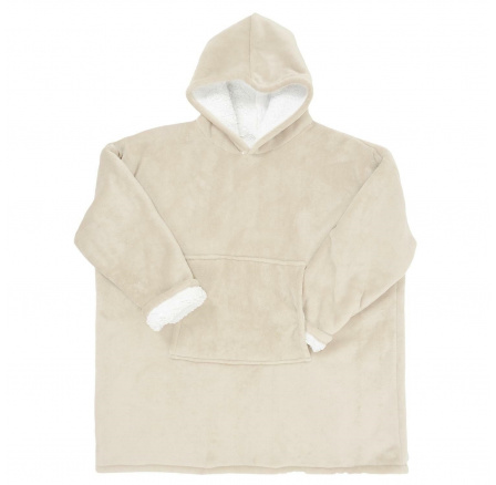 Bézs színű, bélelt kapucnis pulóver / snuddie zsebbel