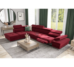 NAROŻNIK GALAXY RELAX Z FUNKCJĄ SPANIA 225X350 CM - Odcienie czerwieni , lewa