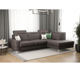 NAROŻNIK MALIBU MINI SKÓRA NATURALNA 180X250 - prawa , Skóra ciemny popiel