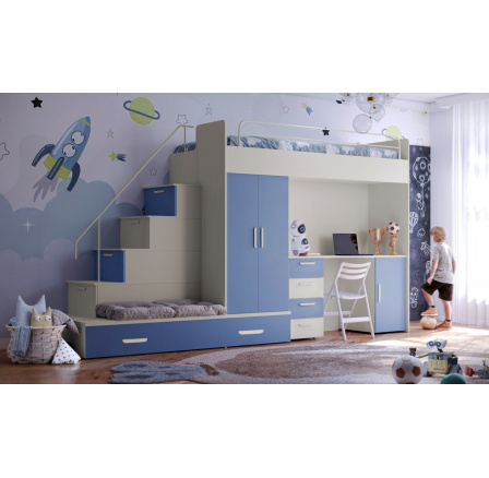 Vyvýšená postel PARADISE 5, Kašmír Modrá mat