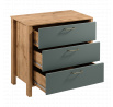 INDYGO K3S komód, Wotan tölgy/Zöld