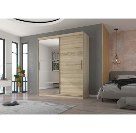 Tolóajtós szekrény tükörrel ESTI 180 Sonoma+Sonoma