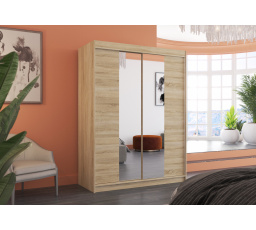 Tolóajtós szekrény tükörrel FEVER 150 Sonoma+Sonoma
