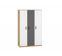 FINI 02 korpus dąb artisan/front biały/wstawka antracyt - szafa