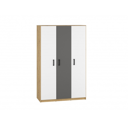 FINI 02 korpus dąb artisan/front biały/wstawka antracyt - szafa