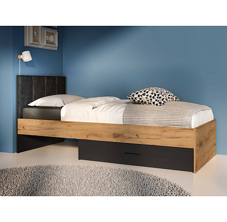COLT 10 ágy 90x200 cm, arany Craft tölgy / fekete COLT 10 ágy 90x200 cm, arany Craft tölgy / fekete