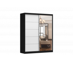 BELLA 03 ruhásszekrény tükörrel, Fekete/Fehér