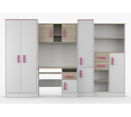 MACIUS gyerekszoba, Fehér Matt/Sonoma Tölgy/Rózsaszín