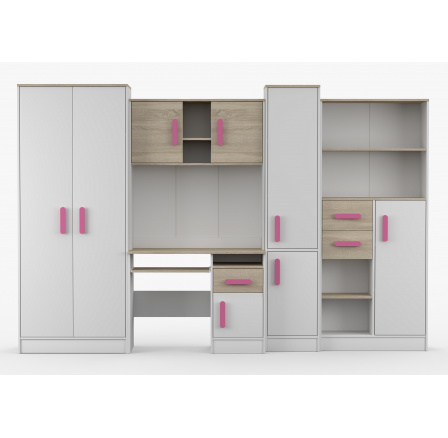 MACIUS gyerekszoba, Fehér Matt/Sonoma Tölgy/Rózsaszín