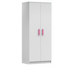 2D SMYK I - 06 Gardróbszekrény, Fehér Matt/Rózsaszín