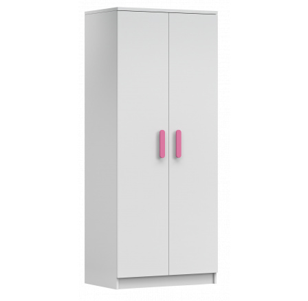 2D SMYK I - 06 Gardróbszekrény, Fehér Matt/Rózsaszín