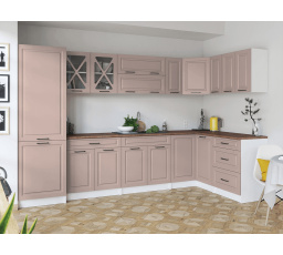 Rohová kuchyňská linka Simea růžová MAT