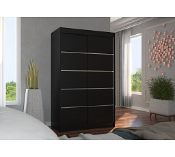 Tolóajtós ruhásszekrény BENISSO 120 Fekete+Fekete