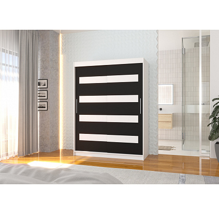 Tolóajtós szekrény lacobellel MARTINEZ 150 Fehér+Fekete