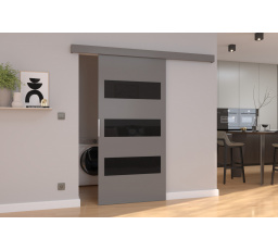 Tolóajtó a falra ARES 76 Szürke+Fekete Lacobel