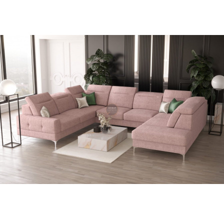 NAROŻNIK TAPICEROWANY MALIBU MAX I 260x350x220 CM - Odcienie różu , Strona lewa