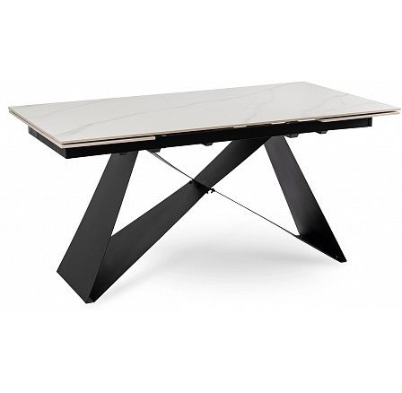 Stół VICTOR Ceramiczny Rozkładany 160-240 cm Biały Marmur/Czarny