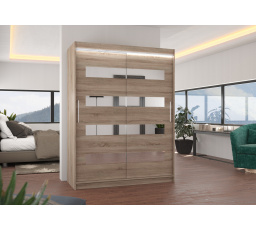 Tolóajtós szekrény tükörrel és LED világítással BALTIC 150 Truffle+Truffle