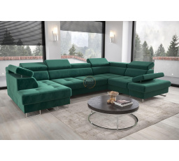 NAROŻNIK GALAXY MAX II Z FUNKCJĄ SPANIA 210x350x165 - Odcienie zieleni , prawa