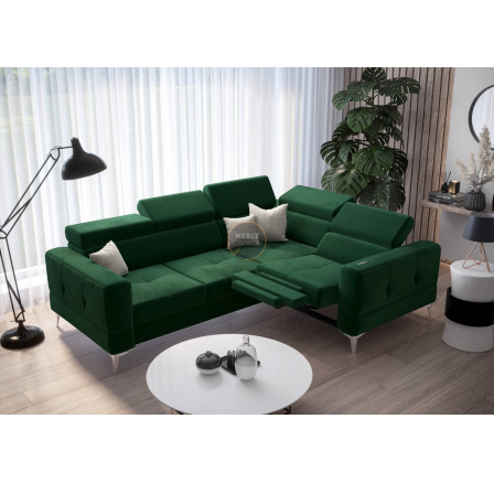 NAROŻNIK TOSCANIA RELAX Z FUNKCJĄ SPANIA 185X250 - Odcienie zieleni , prawa