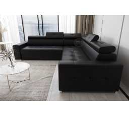 NAROŻNIK MARGO MAX 270×270 SKÓRA NATURALNA - Strona prawa , Skóra czarna