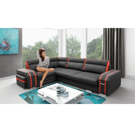 Rohová sedací souprava Avanti L černá/oranžová