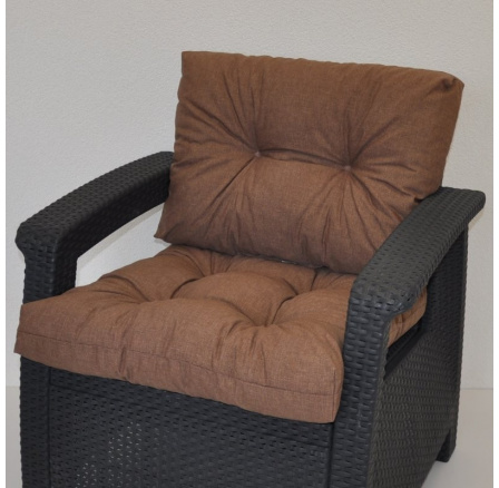 Polstr na křeslo z umělého ratanu - látka hnědý melír