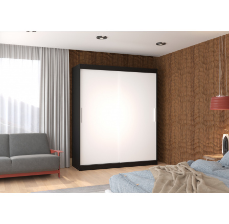 LINCOLN 180 Tolóajtós szekrény Fekete+Fehér