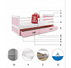 RICO PARTEROWE RAMA BIAŁY WYPEŁNIENIA RÓŻOWY SZUFLADA RÓŻOWY BEZ MATERACY 90 X 200 KPL
