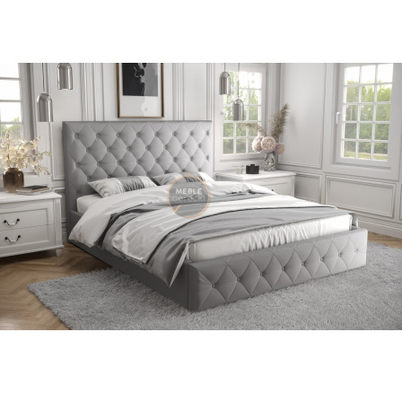 ŁÓŻKO ROMA - 180x200 , Metalowy na podnośnikach gazowych , Odcienie szarości