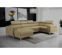 NAROŻNIK ORION MAX III Z FUNKCJĄ SPANIA 165x320x185 CM - Odcienie beżu , prawa