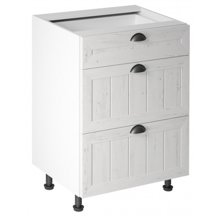 Konyhai alsó szekrény PROWANSJA D60S3, Fehér/Andersen fenyő