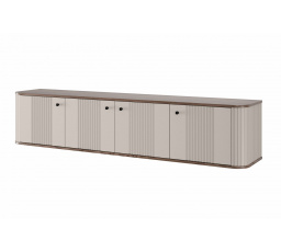 Szafka RTV wisząca Vesper 4D 187 cm - kaszmir / orzech / czarne uchwyty