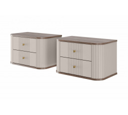 Zestaw szafek nocnych wiszących Vesper 56 cm - kaszmir / orzech / złote uchwyty