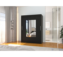 Tolóajtós szekrény tükörrel DORRIGO 150 Fekete+Fekete