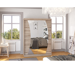 Tolóajtós szekrény tükörrel MODESTO 150 Truffle+Truffle