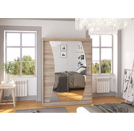 Tolóajtós szekrény tükörrel MODESTO 150 Truffle+Truffle