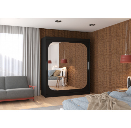 Tolóajtós szekrény tükörrel ARIZONA 180 Fekete+Fekete