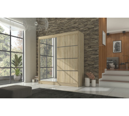 Tolóajtós szekrény tükörrel GILTON 200 Sonoma+Sonoma