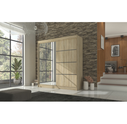 Tolóajtós szekrény tükörrel GILTON 200 Sonoma+Sonoma