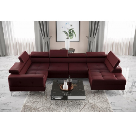 NAROŻNIK TOSCANIA MAX I 170x350x185 CM SKÓRA NATURALNA - lewa , Skóra bordowa