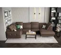 NAROŻNIK MALIBU MAX II 180x350x182 CM SKÓRA NATURALNA - Skóra brązowa , Strona lewa