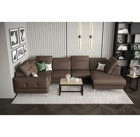 NAROŻNIK MALIBU MAX II 180x350x182 CM SKÓRA NATURALNA - Skóra brązowa , Strona lewa