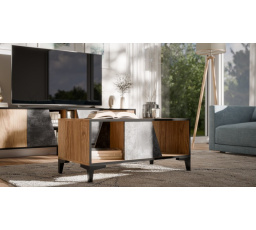 OVO dohányzóasztal, sötét beton/öreg tölgy