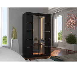 Tolóajtós szekrény tükörrel GENUA 120 Fekete+Fekete