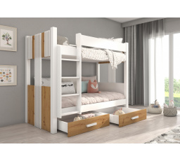 Kétszemélyes emeletes ágy ARTA 200x90 Fehér+Artisan