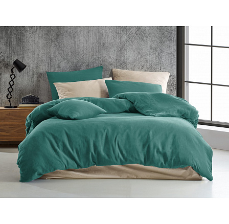 Francouzské mušelínové povlečení petrolové 220x200