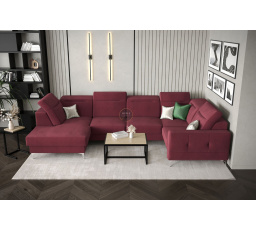 NAROŻNIK TAPICEROWANY MALIBU MAX II 180x350x182 CM - Odcienie czerwieni , Strona prawa