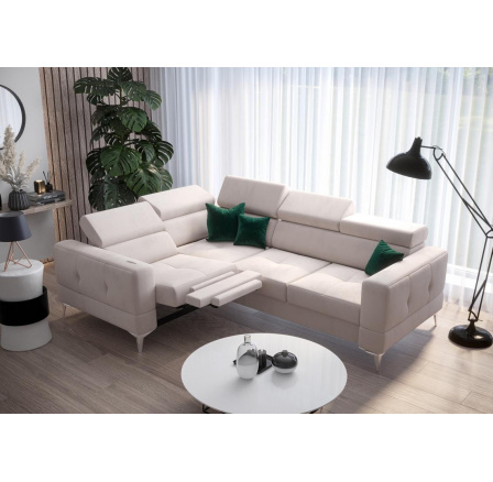 NAROŻNIK TOSCANIA RELAX Z FUNKCJĄ SPANIA 185X250 - Odcienie beżu , lewa