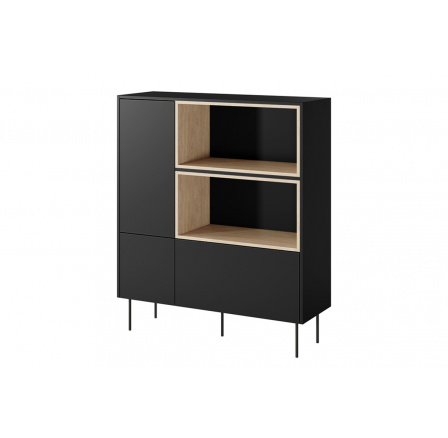 Komoda DESIN 2D1S, Černý mat/Dub Nagano